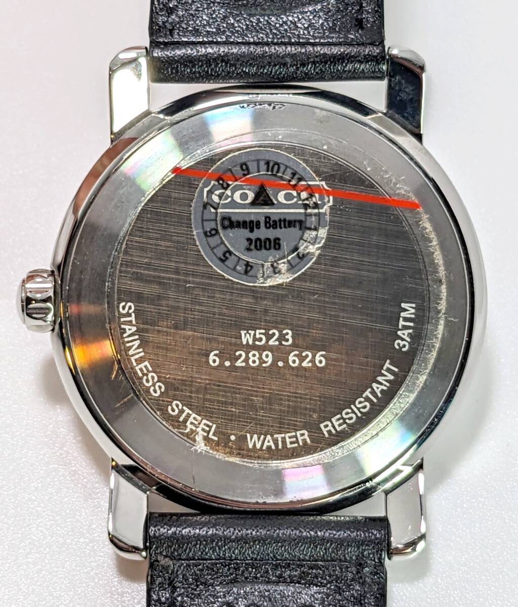 ●電池交換済●COACH コーチ 腕時計 W523 SS メンズ●箱・カード・取説あり 革ベルト クォーツの画像8