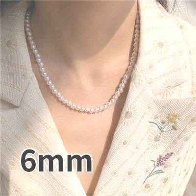 ホワイト パール ネックレス 6mm レディース 韓国 白 アクセサリー お祝い 結婚式 保護者会フォーマル カジュアル 春 夏