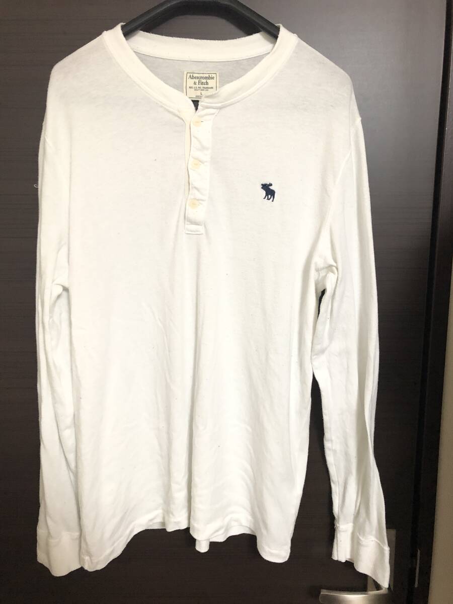 Abercrombie&Fitch アバクロンビーアンドフィッチ　長袖　白シャツ　Lサイズ（USED)_画像8