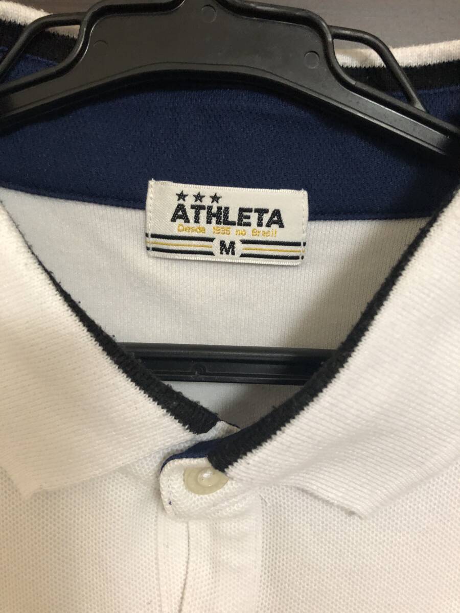 ATHLETA アスレタ　ポロシャツ 白 Mサイズ　(USED）～サッカー、フットサル、スポーツ、移動着、タウンユース～_画像5