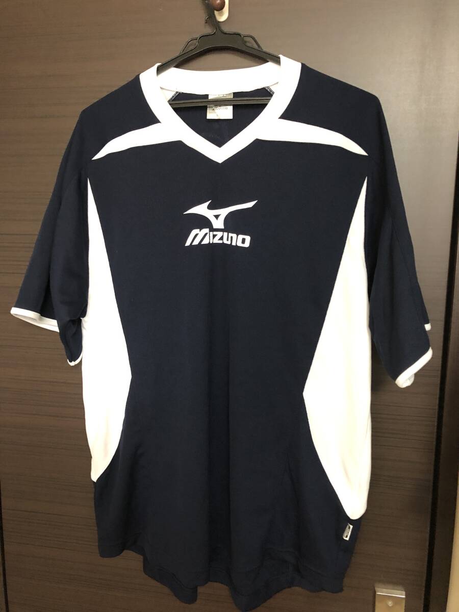MIZUNO ミズノ ゲームシャツ ユニホーム 紺 Ｌサイズ(used)～サッカー、フットサル、スポーツ、アウトドア等に～_画像2