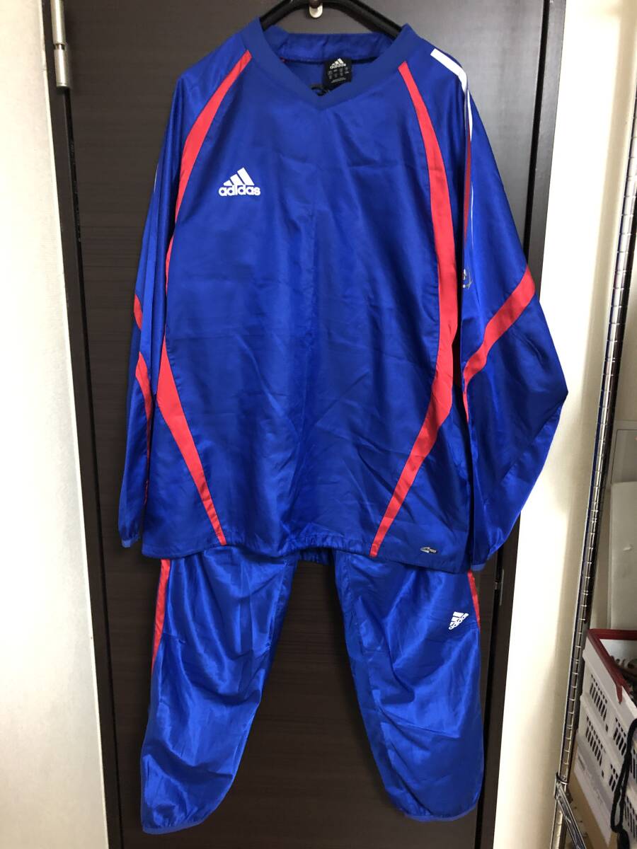 ADIDAS アディダス ウィンドピステ ウィンドブレーカー 上下セット セットアップ 青 XOサイズ（USED）～サッカー、フットサル、スポーツ～_画像2