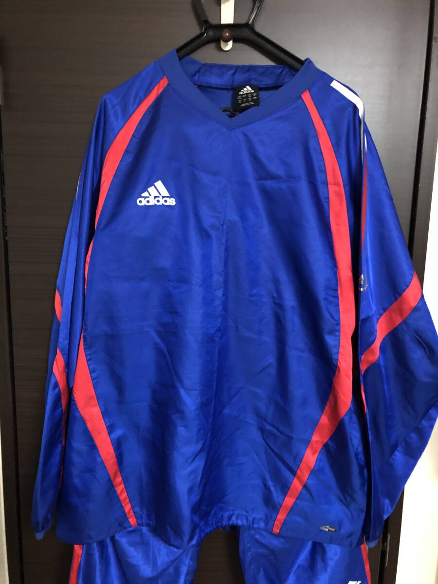 ADIDAS アディダス ウィンドピステ ウィンドブレーカー 上下セット セットアップ 青 XOサイズ（USED）～サッカー、フットサル、スポーツ～_画像3