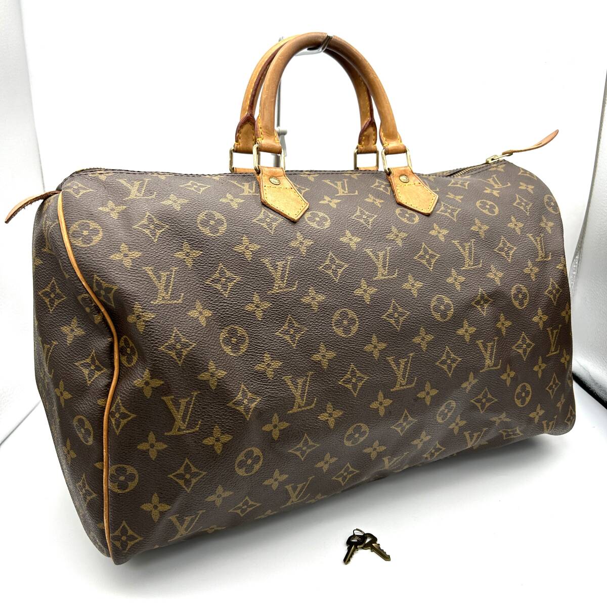 AY0874■LOUIS VUITTON ルイヴィトン モノグラム スピーディ 40 ハンドバッグ MB0912 ボストンバッグ カデナ 鍵 ブラウン _画像1