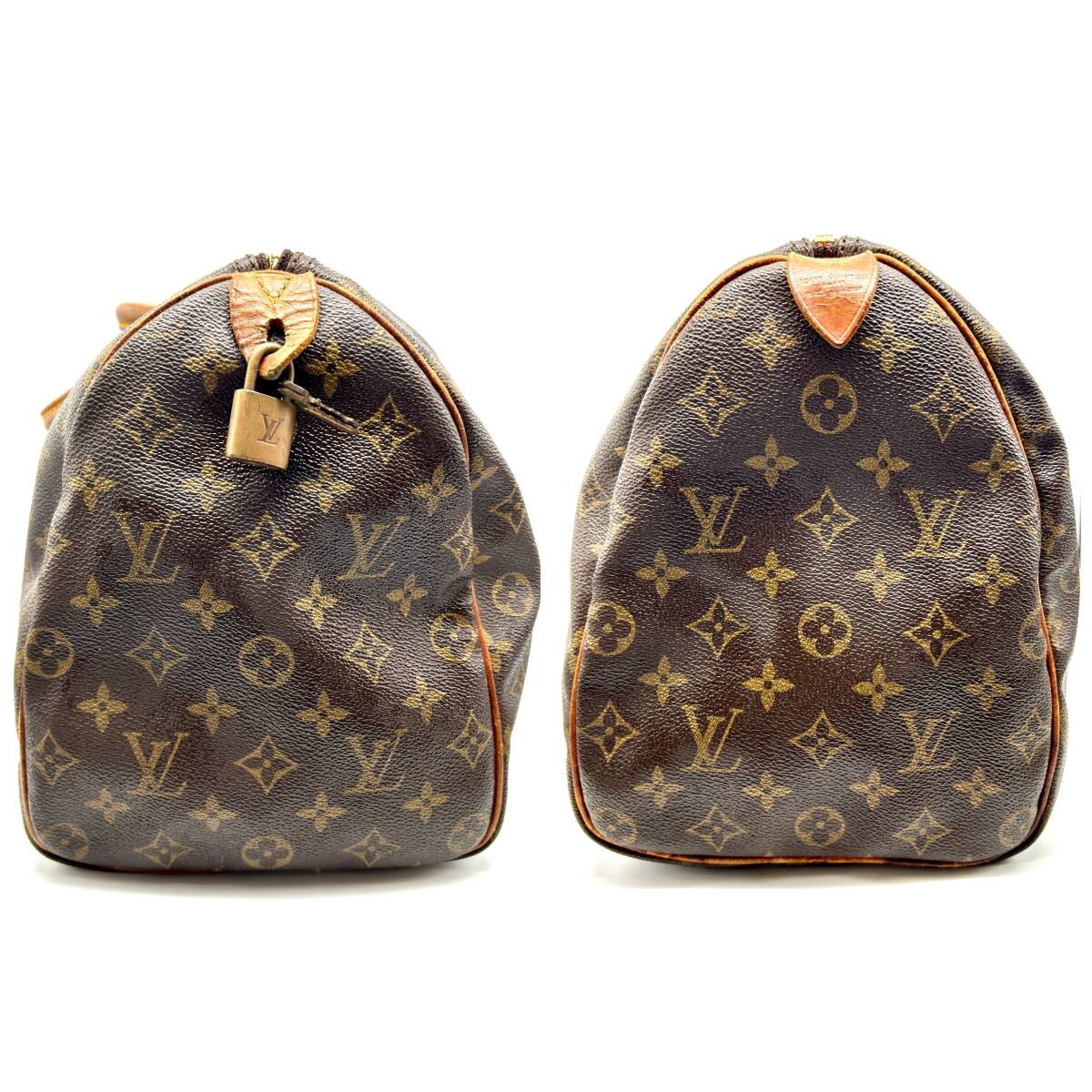 HY1450■ LOUIS VUITTON ルイヴィトン LV スピーディ35 モノグラム SA861 カデナ有り 鍵有り ミニボストンバッグ ハンドバッグ ブラウン の画像4