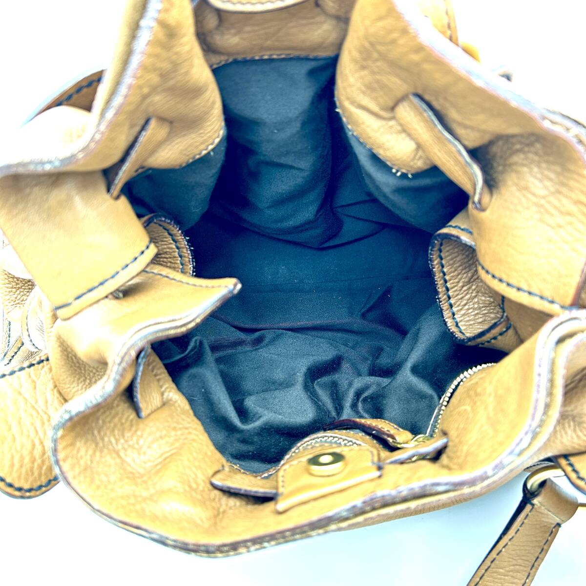 HY1447■miu miu ミュウミュウ ブラウン レザー Bag バッグ 鞄 トートバッグ ショルダーバッグ レディース ブランド 保存袋 タグありの画像7