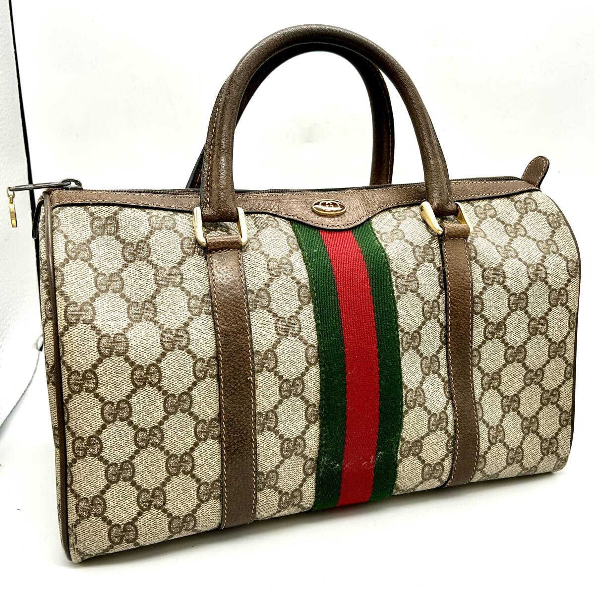 AY0937■GUCCI グッチ シェリーライン Bag バッグ 鞄 ミニボストン 旅行 トラベルバッグ 012 3842 33 39 オールドグッチ ブランド _画像1