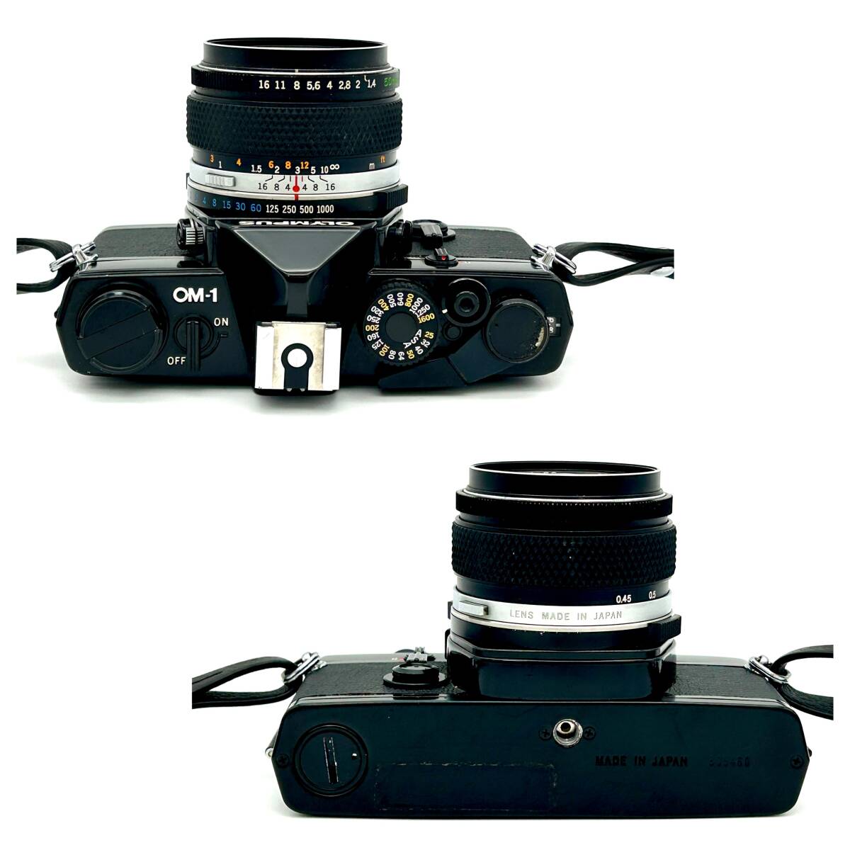 TY1129■OLYMPUS カメラ ＋ レンズ 2個 セット オリンパス OM-1 CAMERA フィルムカメラ ブラック 黒 1:1.4 50mm / 1:3.5 135mm の画像5