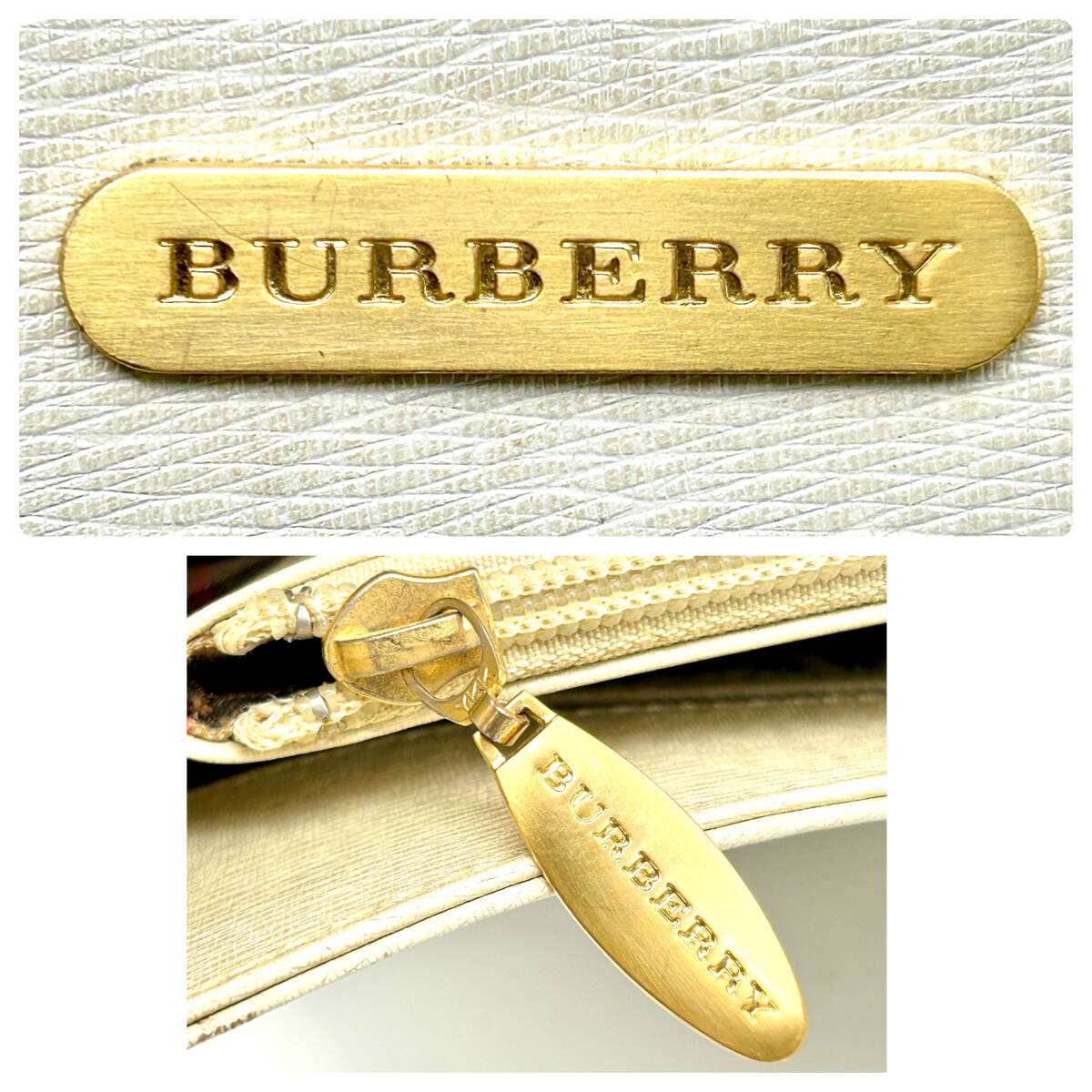 HY1524■ BURBERRY バーバリー ショルダーバッグ ワンショルダー 肩掛け アイボリー レザー ゴールド金具 レディースの画像10