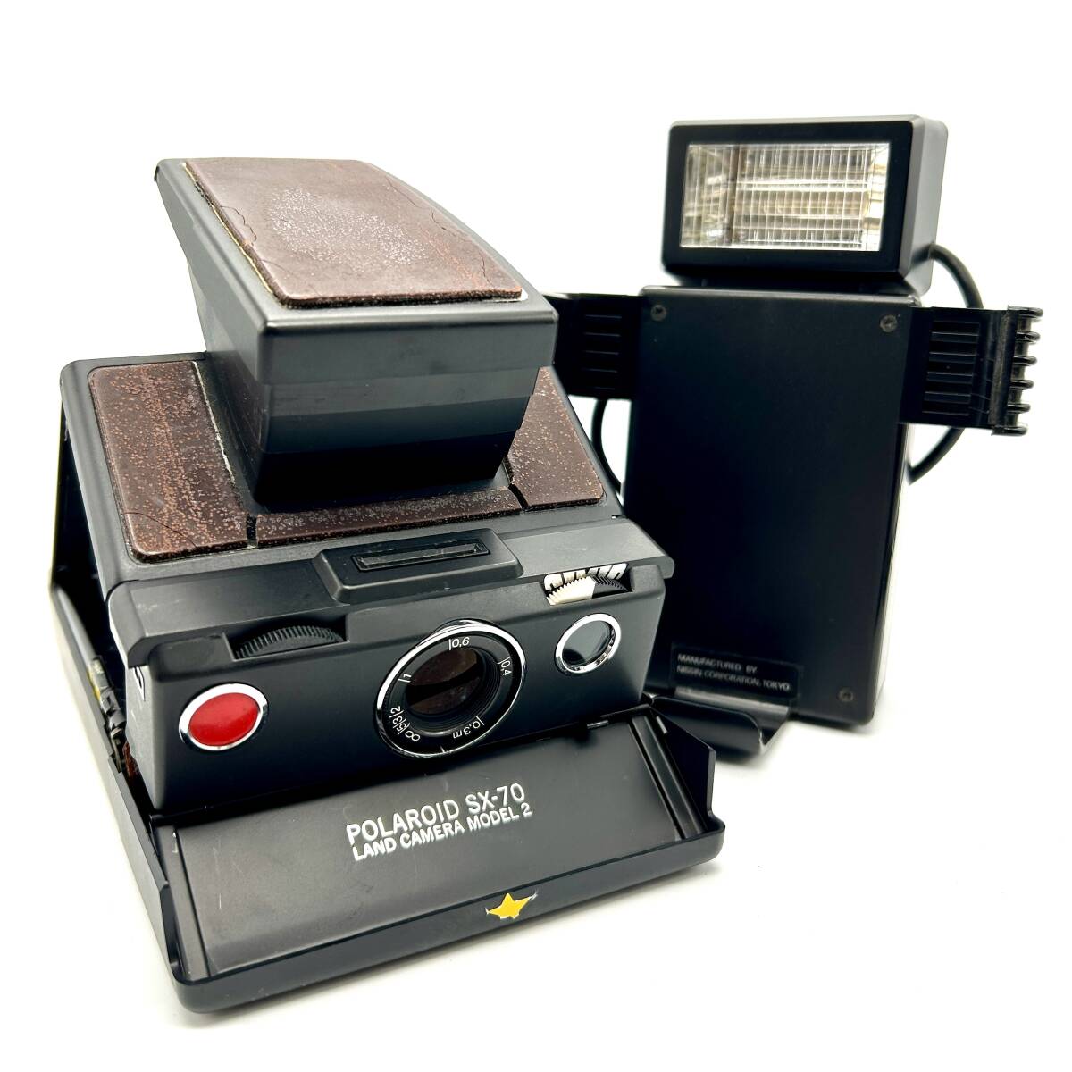 KY0087■ 【動作未確認】 POLAROID SX-70 LAND CAMERA MODEL 2 ポラロイド インスタント カメラ ストロボ付き フィルムカメラ 