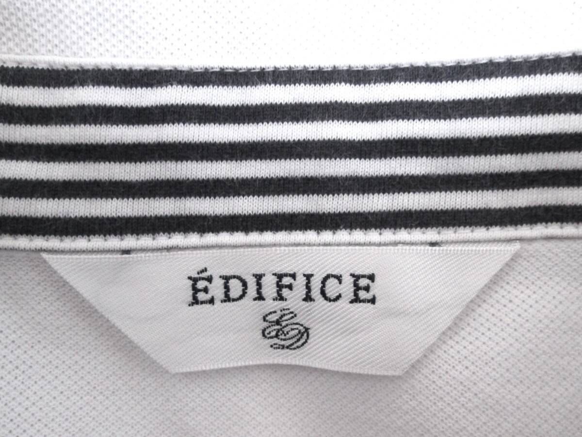 *　エディフィス　EDIFICE　ポロシャツ　七分袖　メンズ40（S位） 日本製　コットン　鹿の子　トップス　オフ白 【 郵便定形外 利用可能 】_画像6