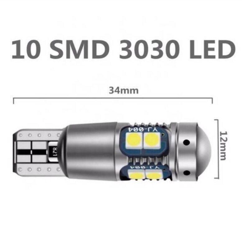 爆光 T10 LED 3030チップ 10連 プロジェクターレンズ搭載 ポジション球 スモールライト ホワイト 2個セットの画像3