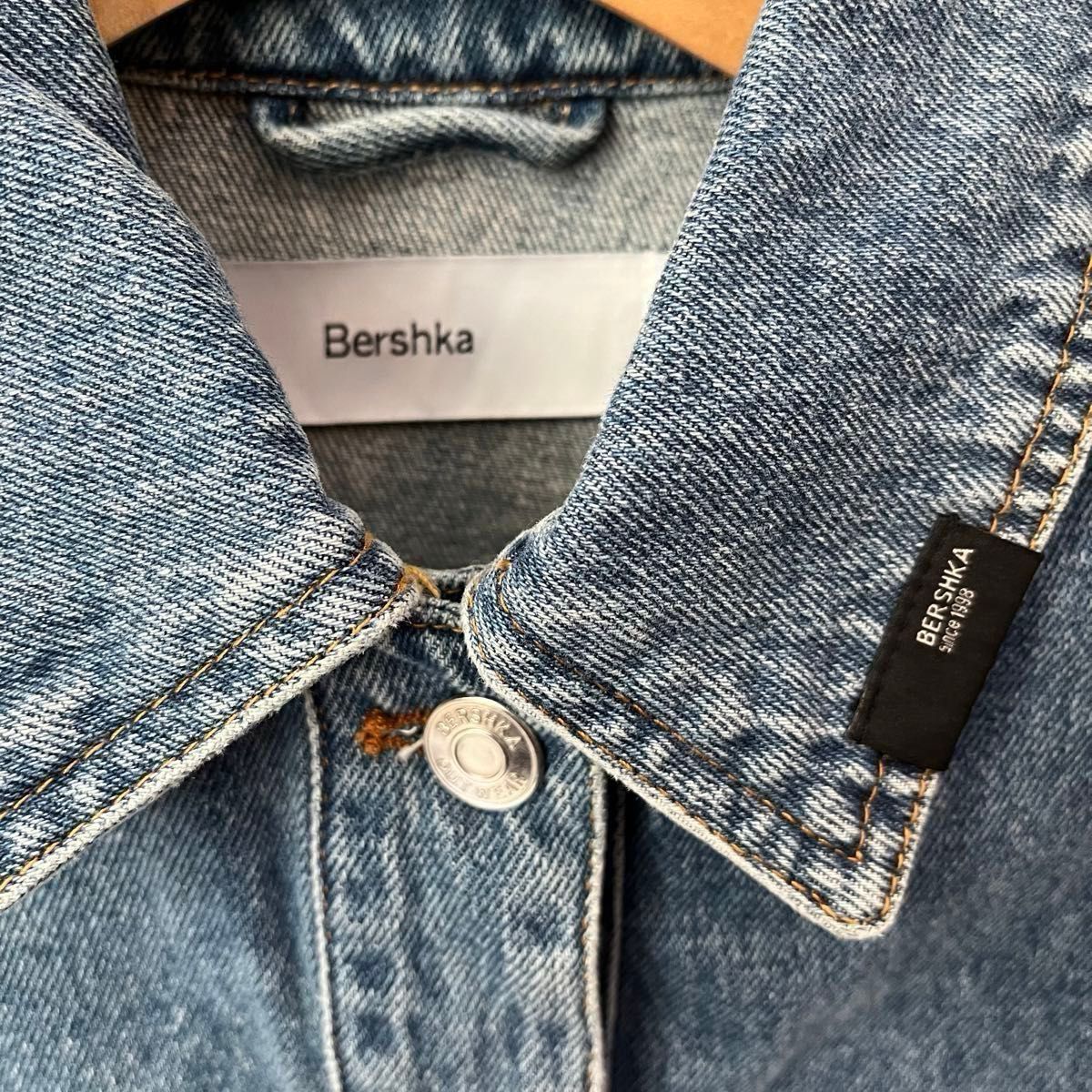 ベルシュカ　Bershka  チェック柄 アメカジ チェック 長袖 シャツ トップス デニムシャツ  メンズ　レディース　S