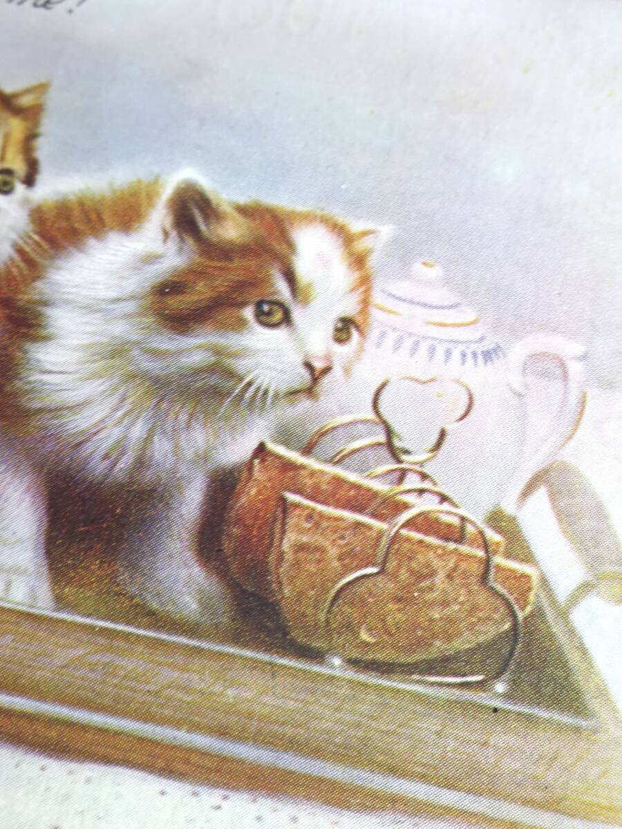 1900年代 フランス 猫のポストカード イラスト 民藝 工藝 オブジェ 美術 骨董 古道具 アンティーク ヴィンテージ_画像3