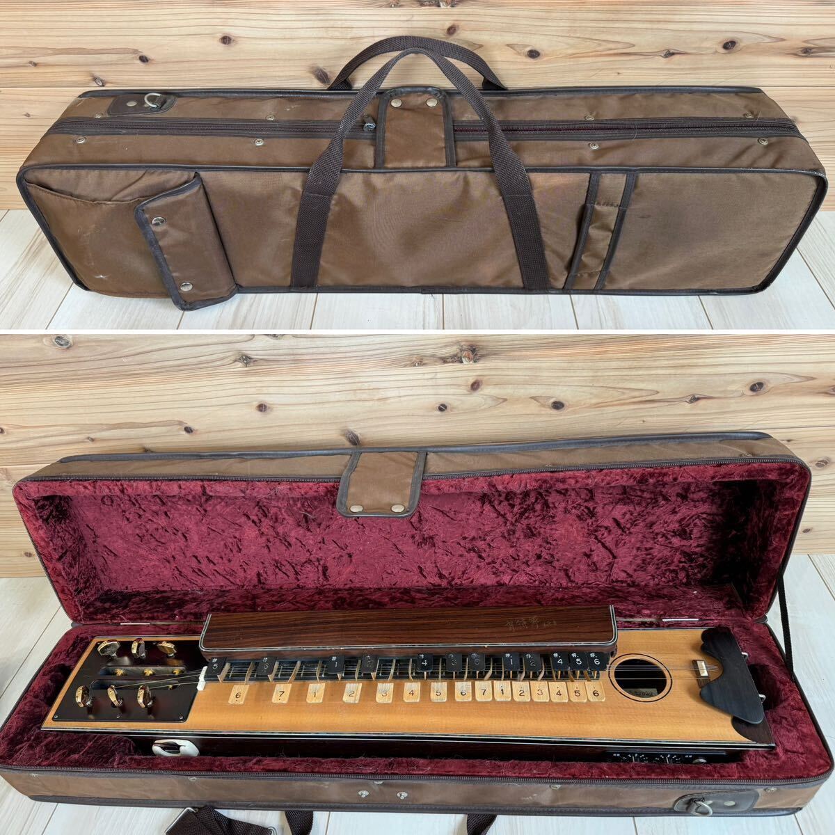 *zen on all sound top class Taisho koto ...E( electro attaching ) case attaching ZEN-ON * all sound Taisho koto *. wistaria real ..* traditional Japanese musical instrument *