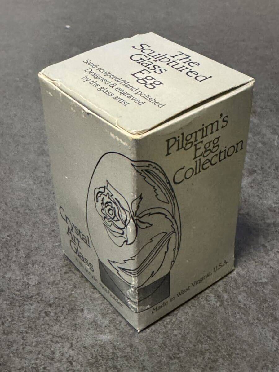 ☆クリスタルアートグラス Pilgrim's Egg Collection☆The Sculptured Glass Egg☆置物☆花柄卵型ガラス製 置物☆高さ 約7.8cm☆_画像4