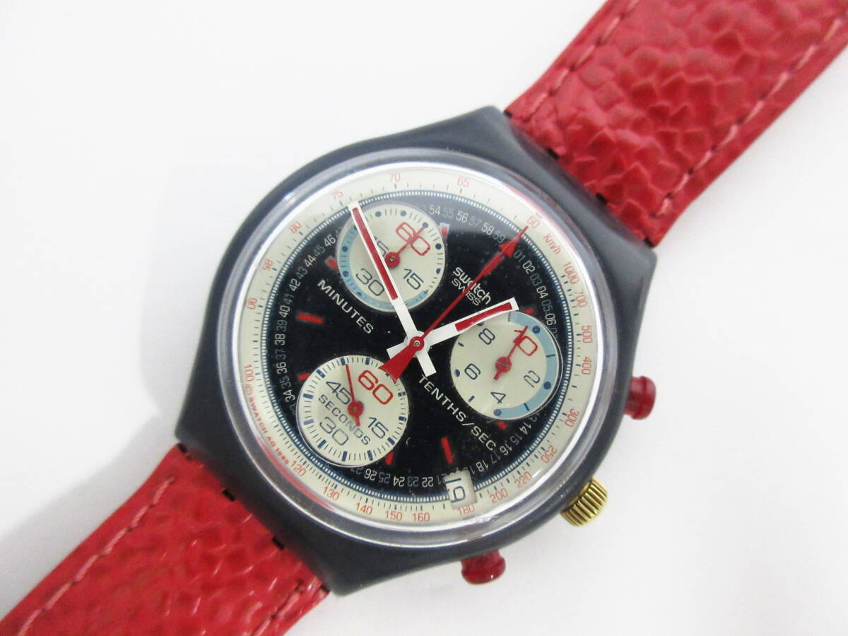 SWATCH CHRONO Swatch Chrono AG1995 wristwatch analogue chronograph leather belt 