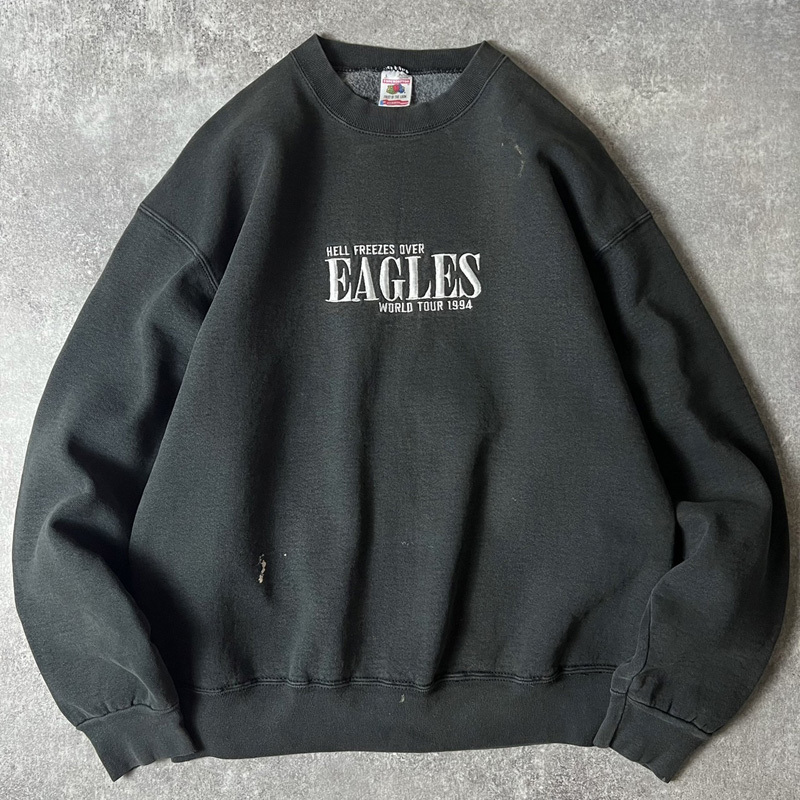 雰囲気系 90s USA製 EAGLES ツアー ロゴ 刺繍 スウェット トレーナー L / 90年代 アメリカ製 バンド イーグルス Hell Freezes Over_画像1