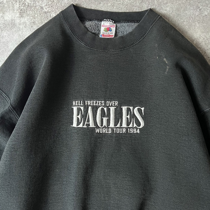 雰囲気系 90s USA製 EAGLES ツアー ロゴ 刺繍 スウェット トレーナー L / 90年代 アメリカ製 バンド イーグルス Hell Freezes Over_画像2