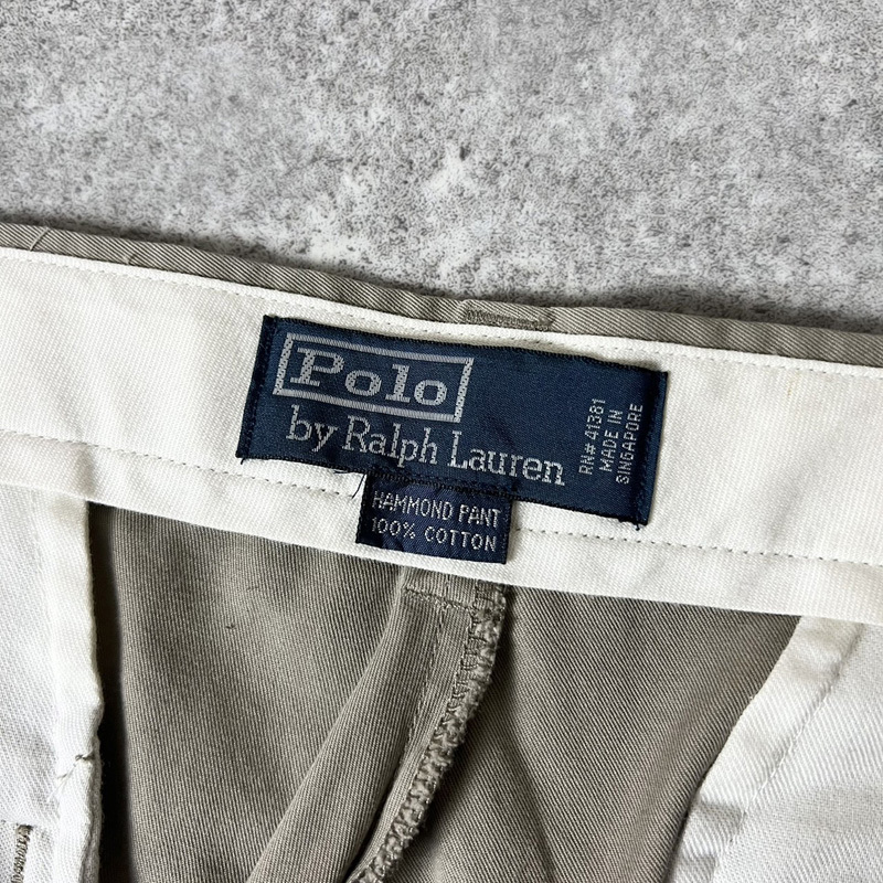 90s POLO RALPH LAUREN 2タック コットン チノ パンツ 31 30 / 90年代 オールド ポロ ラルフローレン チノパン ポロチノ HAMMONDの画像4