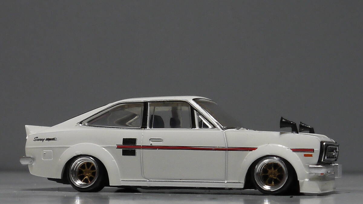 トイズキャビン改 1/64 ダットサン サニー1200クーペ GX-5④ ワークス ワタナベ アルミ 深リム 旧車 街道レーサー グラチャン スタンス LBWの画像3