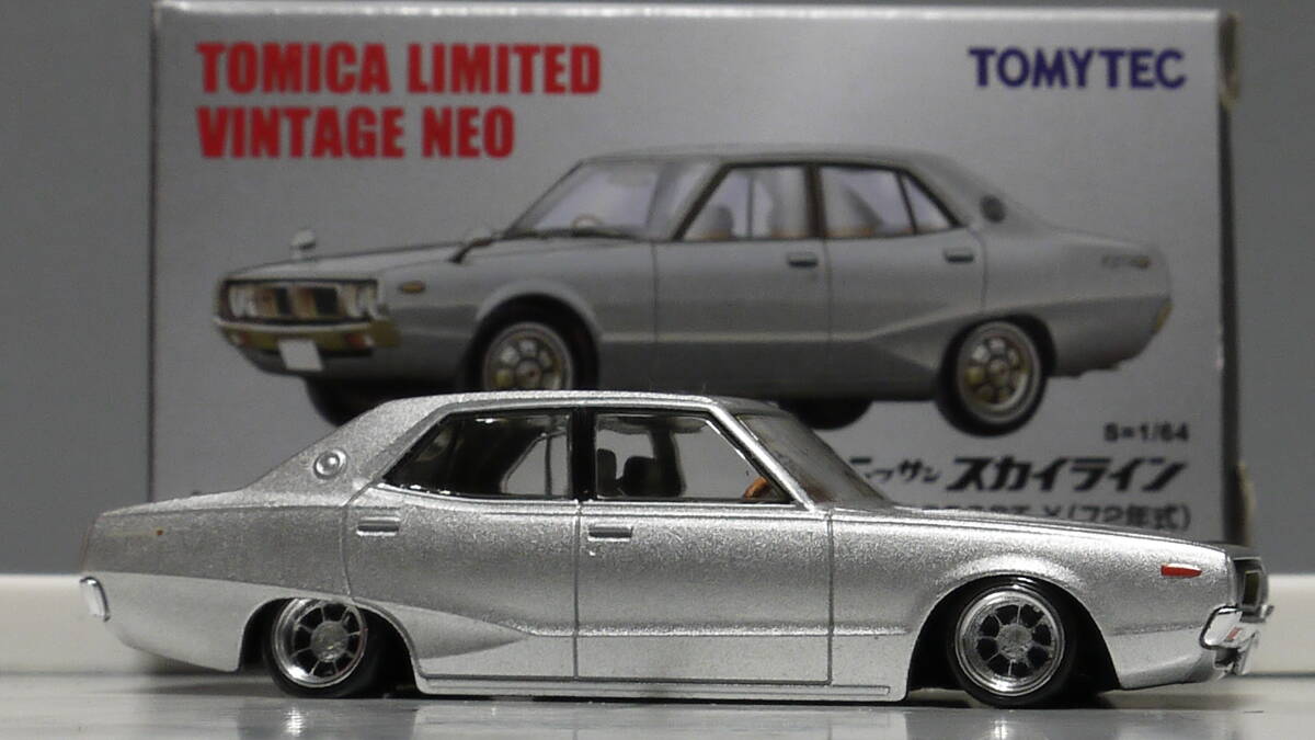 トミカリミテッド改 1/64 日産スカイラン4ドア ケンメリ ハヤシ アルミ製 深リム 旧車 グラチャン 街道レーサー 国産名車 JDM LBW　_画像3