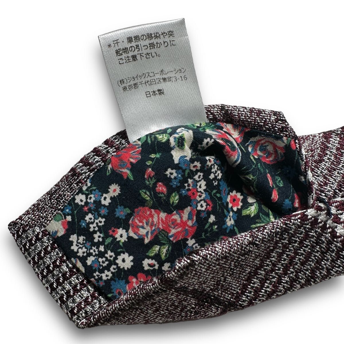 【美品】ポールスミス　ペンチェック柄　裏地花柄　高級シルクネクタイ　日本製　