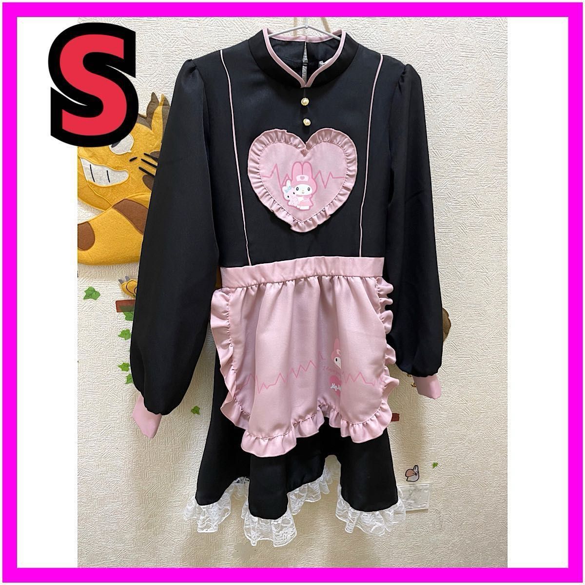 サンリオ マイメロちゃん ヘッドドレス付き ワンピース メイド服 サンリオ マイメロちゃん ヘッドドレス付き ワンピース メイド服
