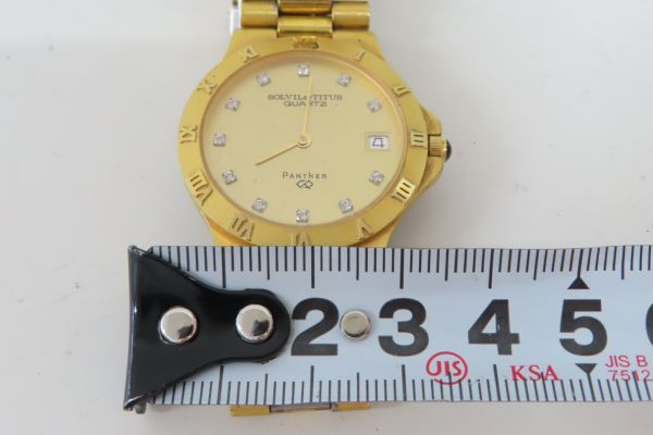 9110/dt/04.05 SOLVIL ET TITUS ソルビエ タイタ ス PANTHER QUARTZ 63-8086-41 メンズ腕時計 ゴールド文字盤 デイトの画像5