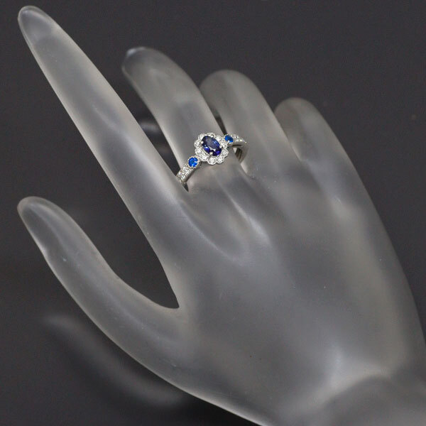 Pt900 サファイア アウイナイト ダイヤモンド リング 0.47ct H0.08ct D0.28ct 出品3週目 SELBY_画像4