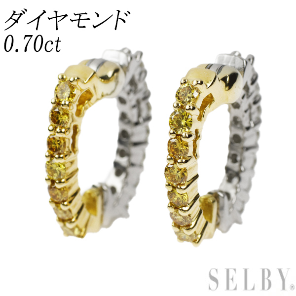 【国内発送】 リバーシブル フープ 0.70ct イヤリング ダイヤモンド K18YG/Pt950 ピアリング SELBY 出品1週目 新入荷 ダイヤモンド
