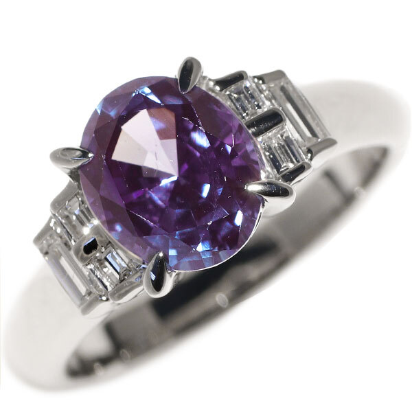 京セラ/ムーンジュエリー Pt900 再結晶アレキサンドライト ダイヤモンド リング 2.17ct D0.27ct 新入荷 出品1週目 SELBY
