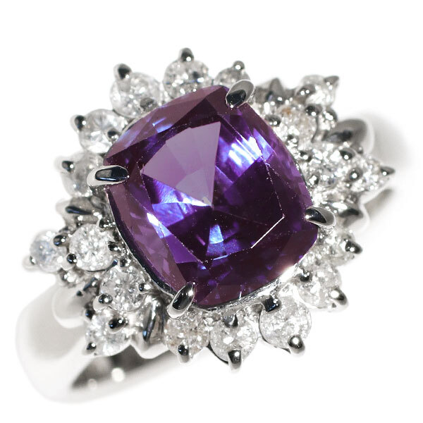 Pt900 合成アレキサンドライト ダイヤモンド リング 3.021ct D0.58ct 新入荷 出品1週目 SELBY