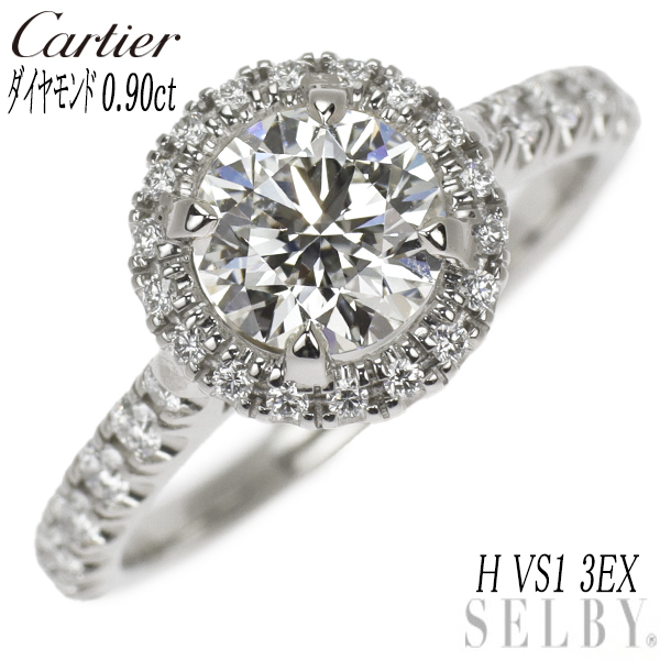 Cartier Pt950 Diamond Ring 0,90CT H VS1 3EX DEDINE Solitaire № 48 Новое прибытие Selby