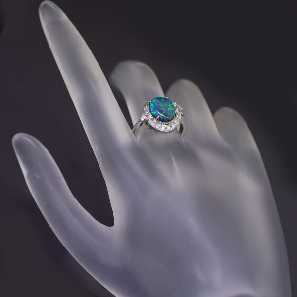 三越 Pt900 ブラックオパール ダイヤモンド リング 1.56ct D0.27ct 出品4週目 SELBY_画像4