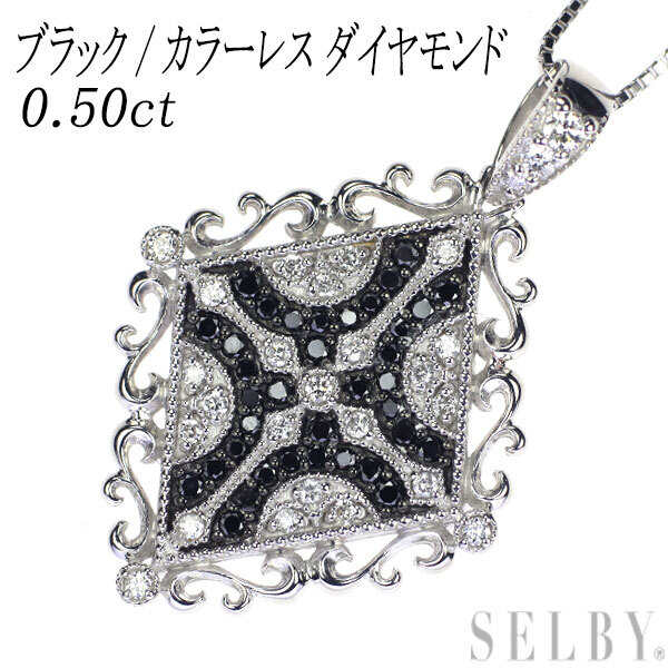 K18WG ブラック/カラーレス ダイヤモンド ペンダントネックレス 0.50ct 出品5週目 SELBY_画像1