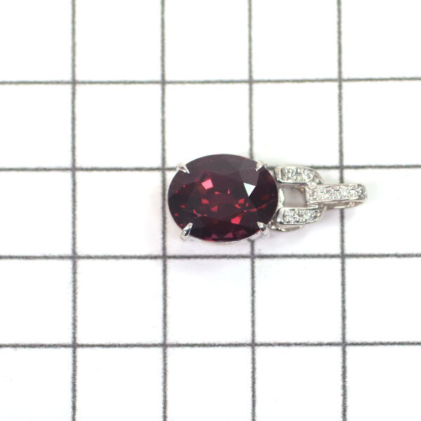 K18WG ロードライトガーネット ダイヤモンド ペンダントトップ 6.14ct D0.08ct 最終 出品6週目 SELBY_画像3