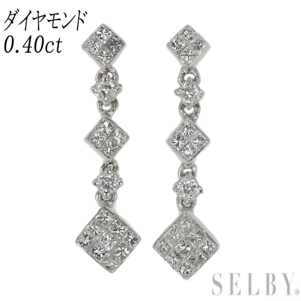 K18WG ダイヤモンド ピアス 0.40ct ミステリーセッティング 出品4週目 SELBY_画像1