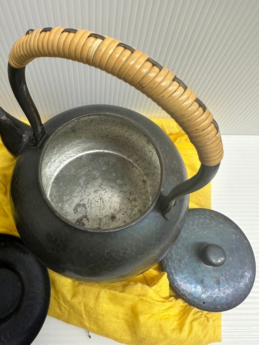 NA★1円〜中古品 玉川堂 茶器揃 5点セット 急須 湯沸 建水 茶筒 茶托 茶箕 銅製 茶こぼし 茶器