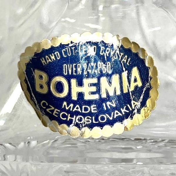 仙35 BOHEMIA ボヘミアガラス スクエアデキャンタ ボトル クリスタルガラス 瓶 蓋付き チェコ製 24%Pbo の画像6
