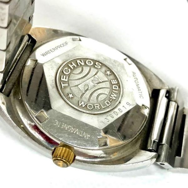 仙28【稼働】TECHNOS FIREBIRD 腕時計 自動巻き デイデイト ５面カットガラス テクノス ファイヤーバード メンズの画像3