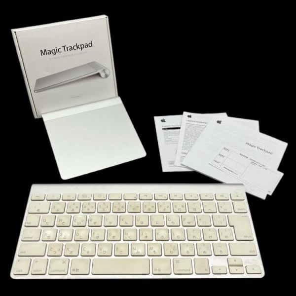仙11【2点】Apple アップル 純正 パソコン周辺機器 2個セット/A1255 ワイヤレスキーボード キーボード/A1339 マジックトラックパッド 箱付の画像1