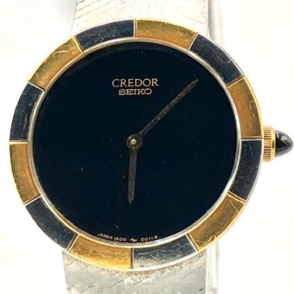 仙4 SEIKO CREDOR 1400-0010 腕時計 クォーツ アナログ 2針 ブラック文字盤 ラウンド セイコー クレドール QZ_画像1