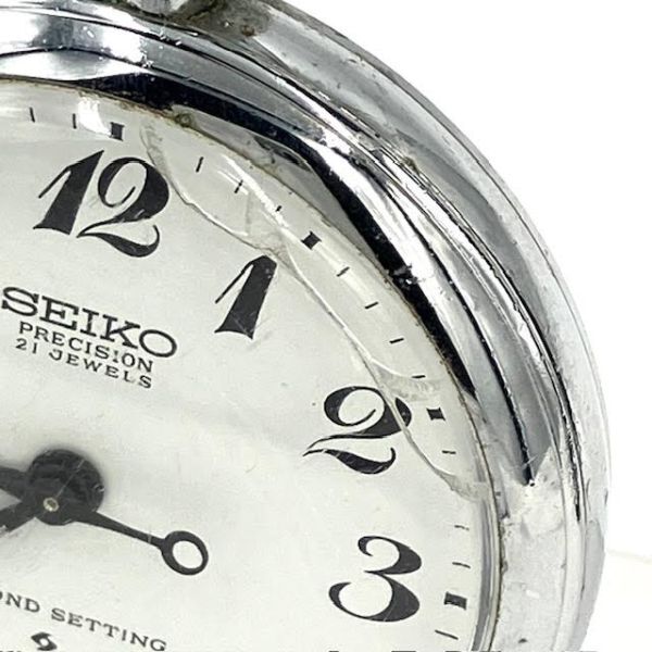 仙14【稼働/訳あり】SEIKO PRECISION 6110-0010T 懐中時計 21石 手巻き セコンドセッティング アナログ セイコー プレシジョン 鉄道時計の画像8