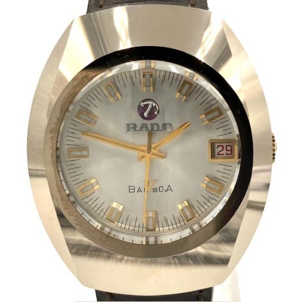 仙10【稼働】RADO BALBOA V 腕時計 自動巻き デイト カットガラス アナログ 3針 ラドー バルボアV メンズ シルバー文字盤 ラウンドの画像1