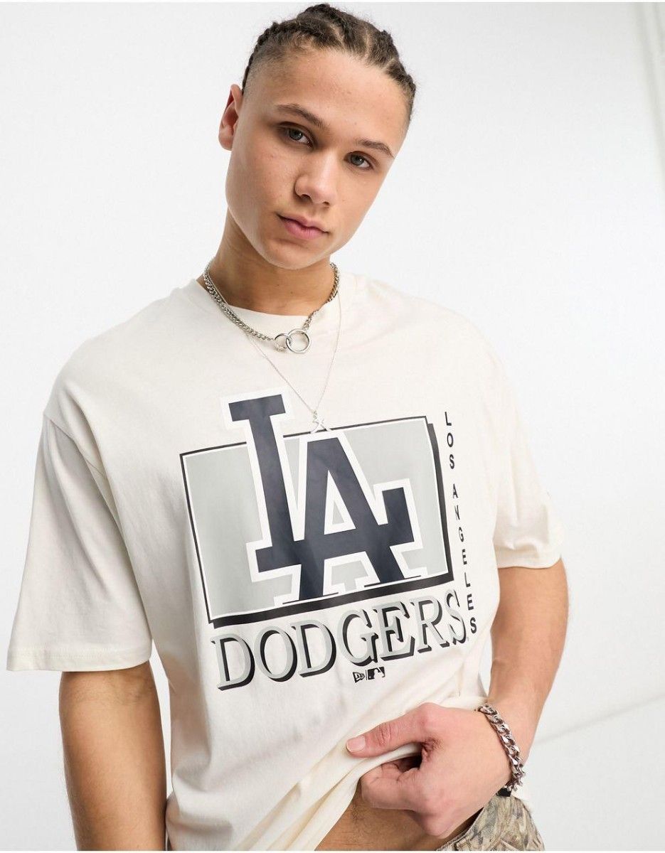 New Era ニューエラ 正規品 ドジャース LA WM tシャツ 半袖 ベージュ オフホワイト 白 大谷 海外Sサイズ