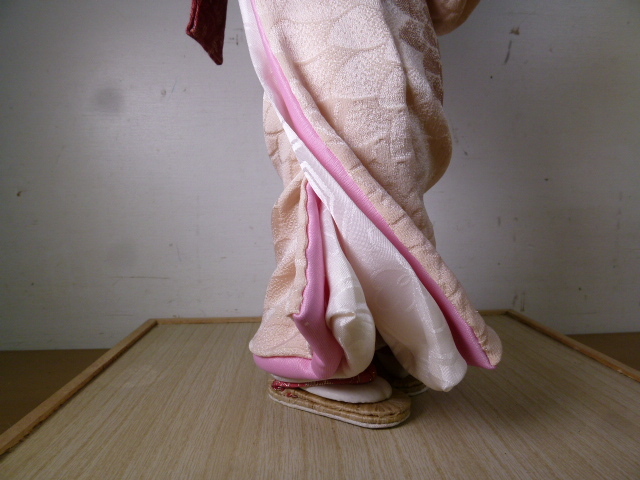 [.] Japanese doll at that time. hand work doll kimono Japanese clothes Sakura color used present condition old Japanese doll handmade dolls Japanese beauty Japanese tradition