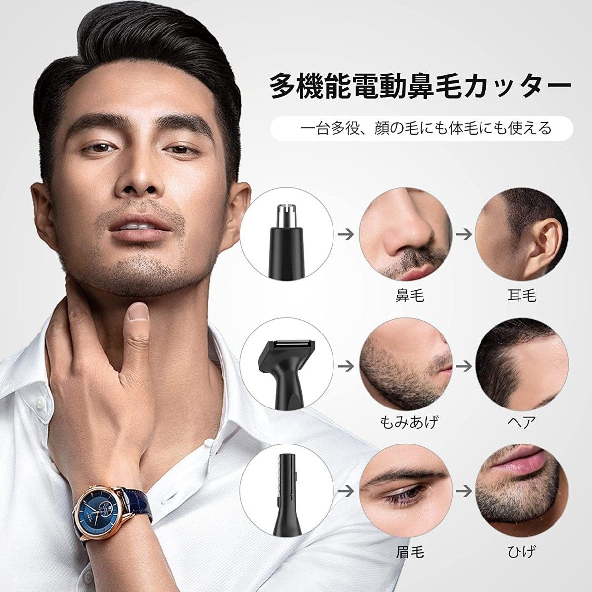鼻毛 カッター 2023最新バージョンメンズ エチケット トリマー USB 充電式 はなげ カッター 眉毛 耳毛 シェーバー