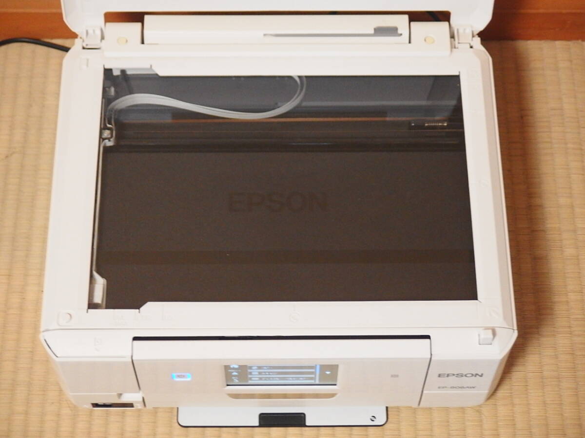 EPSON エプソン　インクジェットプリンタ複合機　EP-808AW　通電確認済　インク残量不足のため動作未確認　ジャンク 2016年6月製_スキャナー部