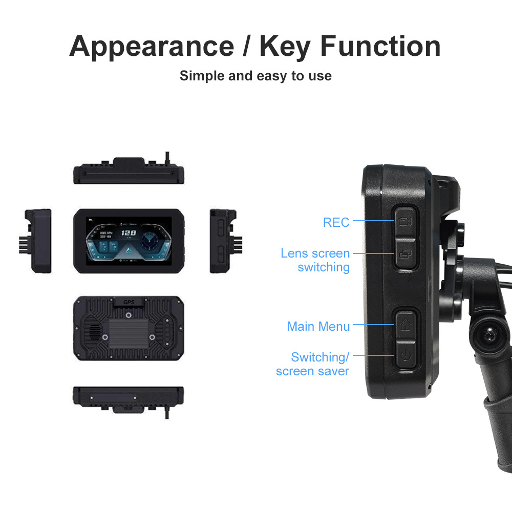 【 サポート有 おまけmicroSD128GB付】Sunway P501-DT Sony STARVIS 307 TPMS 5インチ GPS バイク CarPlay AndroidAuto ドライブレコーダ_画像5